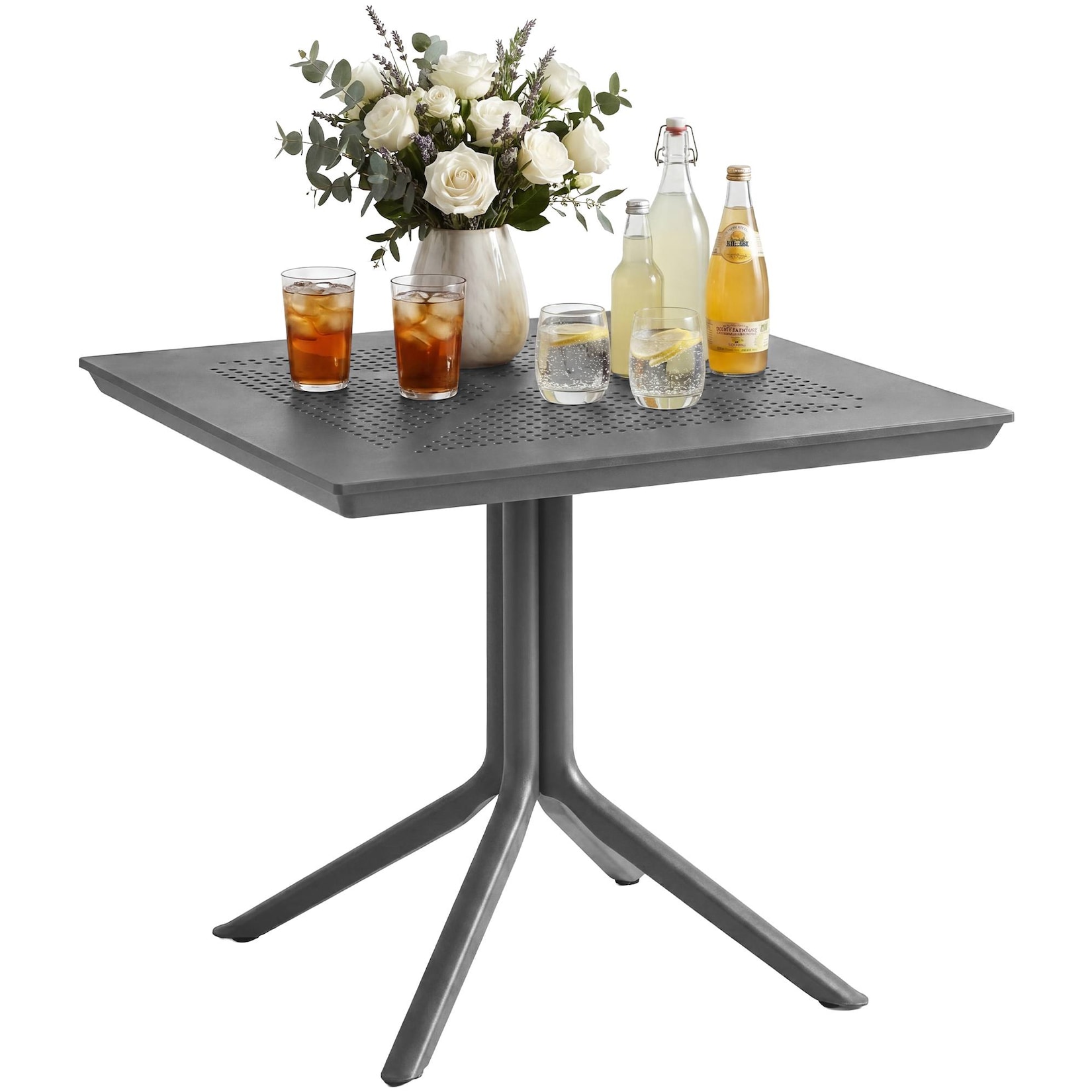 CLP Gartentisch Lenval 80 x 80 cm wetterfester Balkontisch mit UV-beständiger Oberfläche, eckiger Bistrotisch für Balkon, Terrasse und Garten