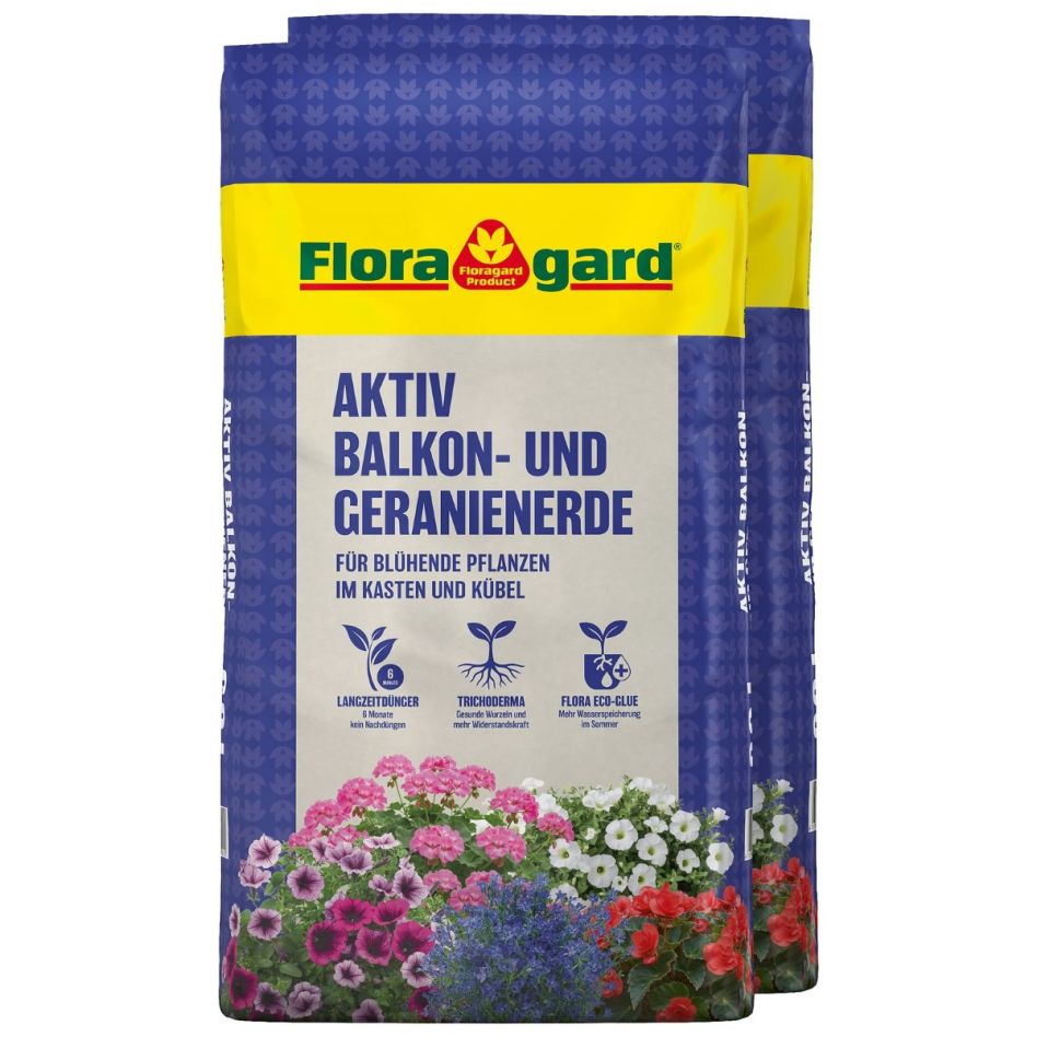 Floragard Blumenerde Aktiv für Balkon und Geranien torfreduziert, 1 Pack günstig