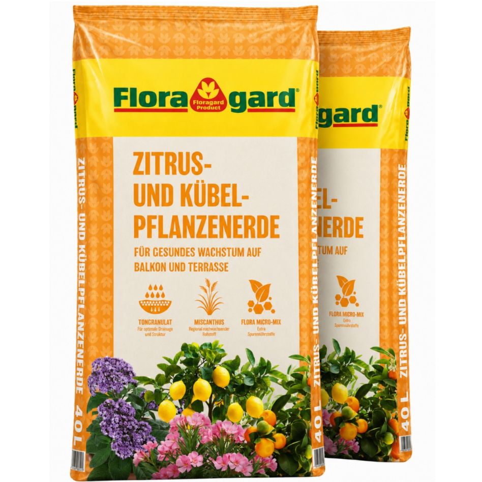 Floragard Blumenerde Zitrus und Kübelpflanzen torfreduziert 2x40 L, 1 Pack günstig