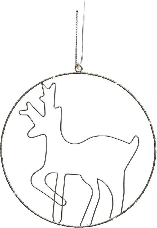 IC Winterworld LED Dekolicht Weihnachtsdeko, LED fest integriert, Warmweiß, Beleuchteter Metall-Ring mit Rentier-Motiv, Ø ca. 30cm