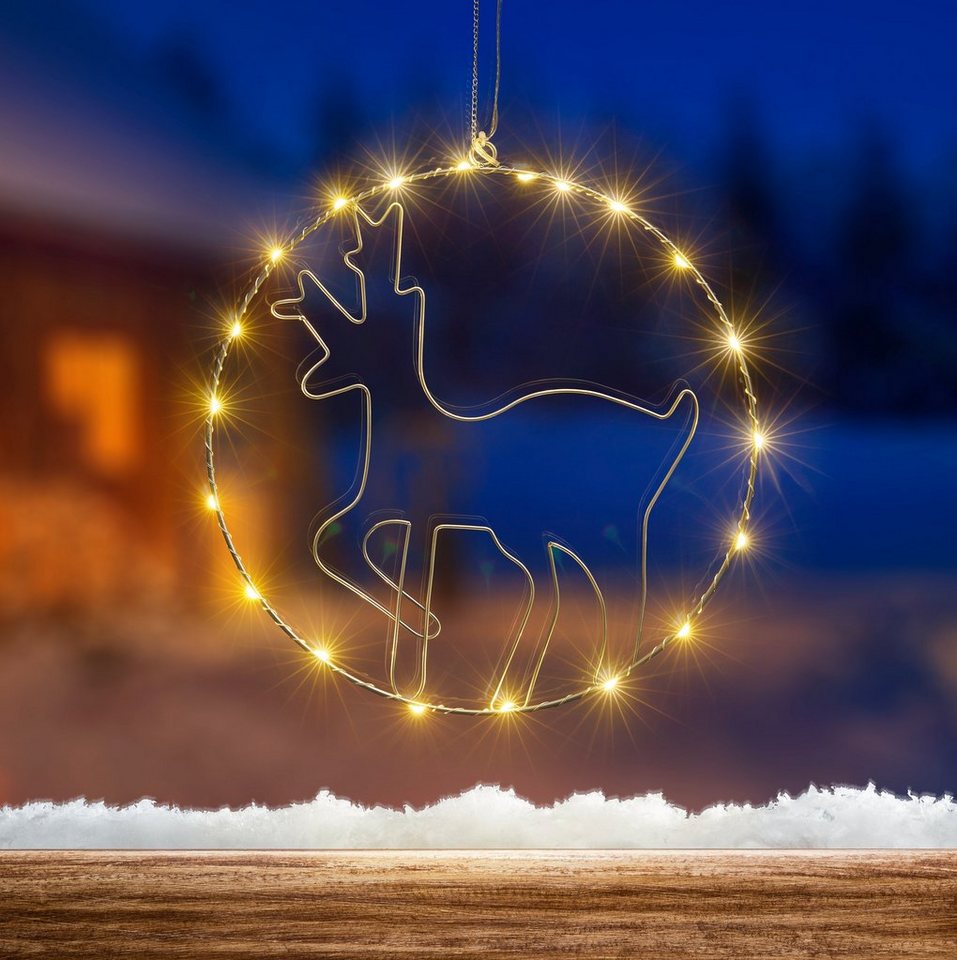 IC Winterworld LED Dekolicht Weihnachtsdeko, LED fest integriert, Warmweiß, Beleuchteter Metall-Ring mit Rentier-Motiv, Ø ca. 30cm Bild 2