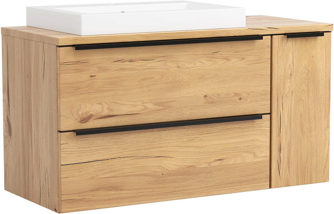 welltime Waschtisch MAILAND, 2 Metall-Vollauszüge mit Softclose, Aufsatzbecken (Maße (B/H/T): ca. 105/65,5/47 cm) Bild 2