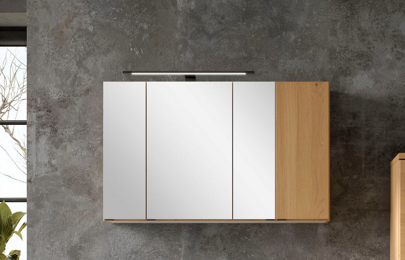 welltime Spiegelschrank MAILAND, gedämpfte Scharniere, LED-Aufbauleuchte (Maße (B/H/T): ca. 105/64/20 cm) Wildeiche, LED-Aufbauleuchte, gedämpfte Scharniere Bild 5