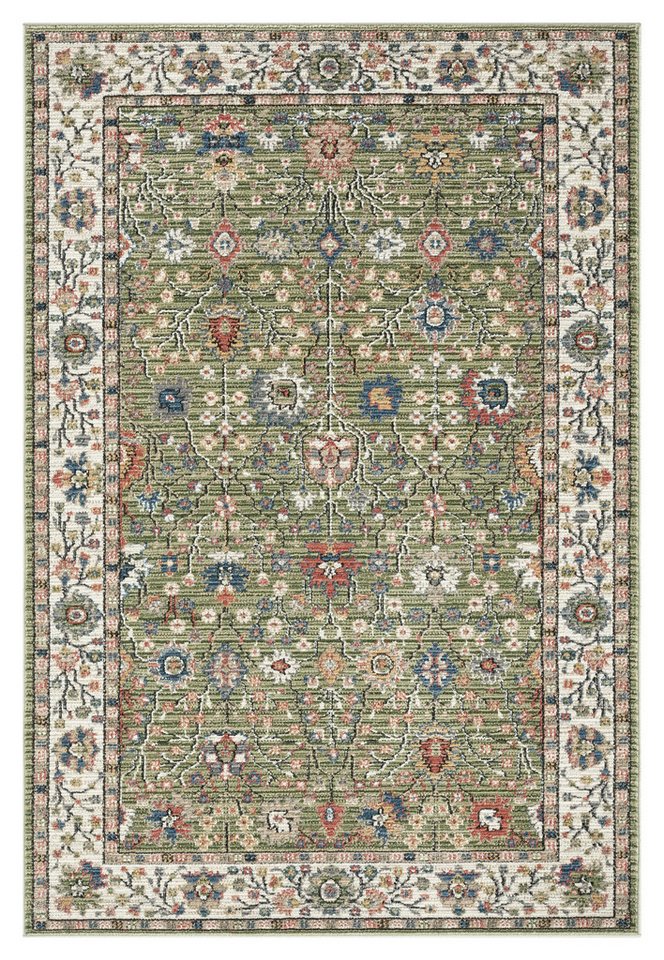 OTTO home Teppich Aylaa, Blumen-Motiv, Orient, rechteckig, Höhe: 9 mm, orientalisch, Blumen, Rahmen, Wohnzimmer, Schlafzimmer, Esszimmer