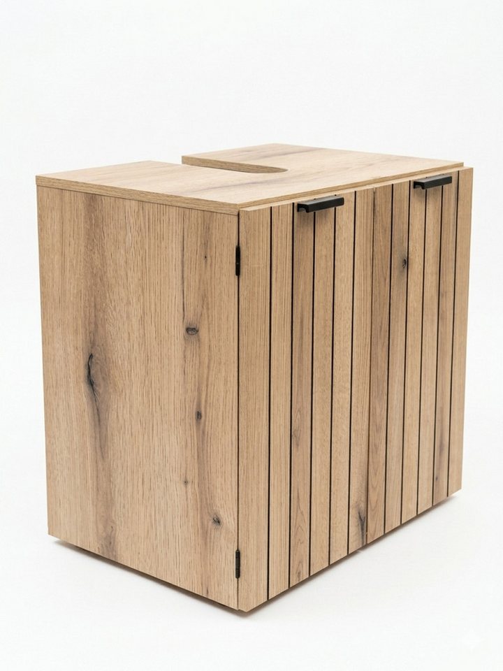 welltime Waschbeckenunterschrank Amrum Breite 60 cm dekorative Lamellenoptik Bild 5