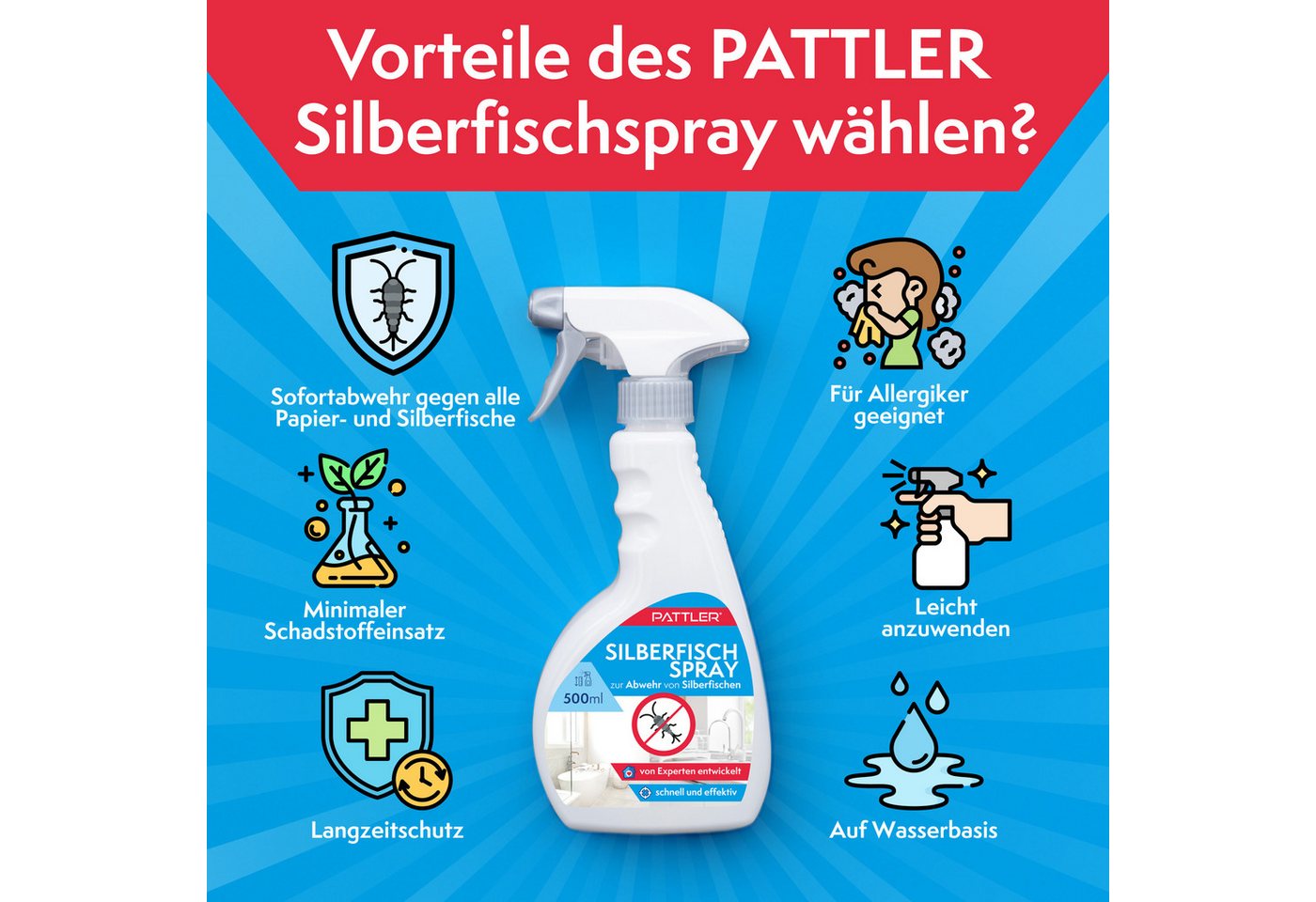 Pattler Insektenspray Bekämpft Silberfische zuverlässig, 500 ml, 500 ml