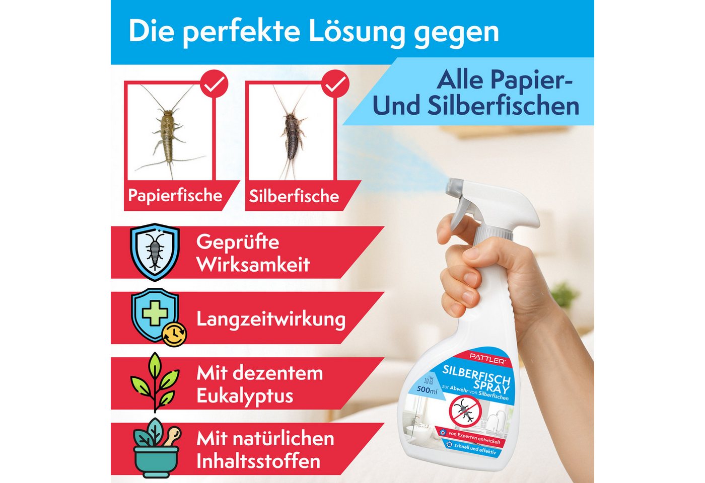 Pattler Insektenspray Bekämpft Silberfische zuverlässig, 500 ml, 500 ml Bild 3