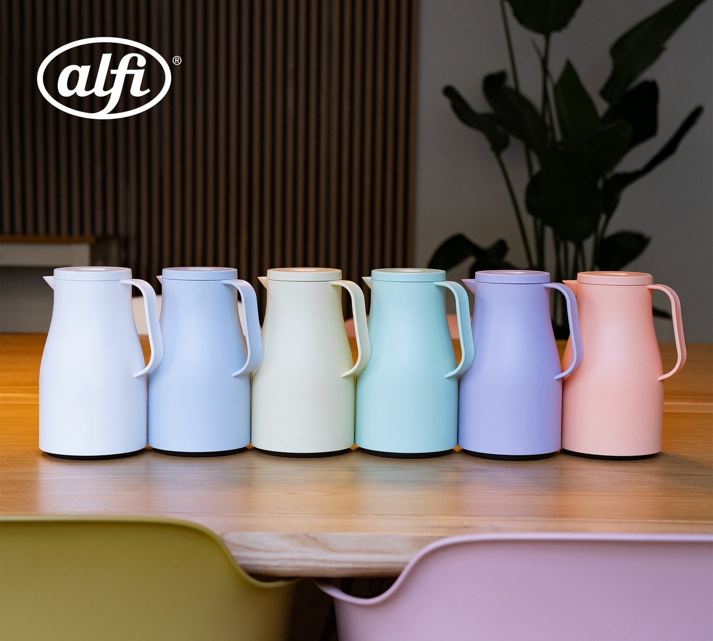 Alfi Isolierkanne NEO, mit Hartglaseinsatz und ergonomischem Griff, 1 l, (1-St), 12h heiß & 24h kalt, Drehverschluss mit bequemem Druckknopf
