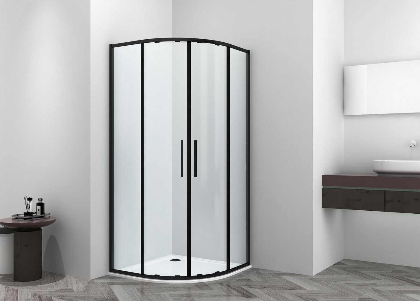 Sanotechnik Runddusche Sanotechnik SlimLIne Rundduschkabine schwarz, Einscheibensicherheitsglas Bild 2