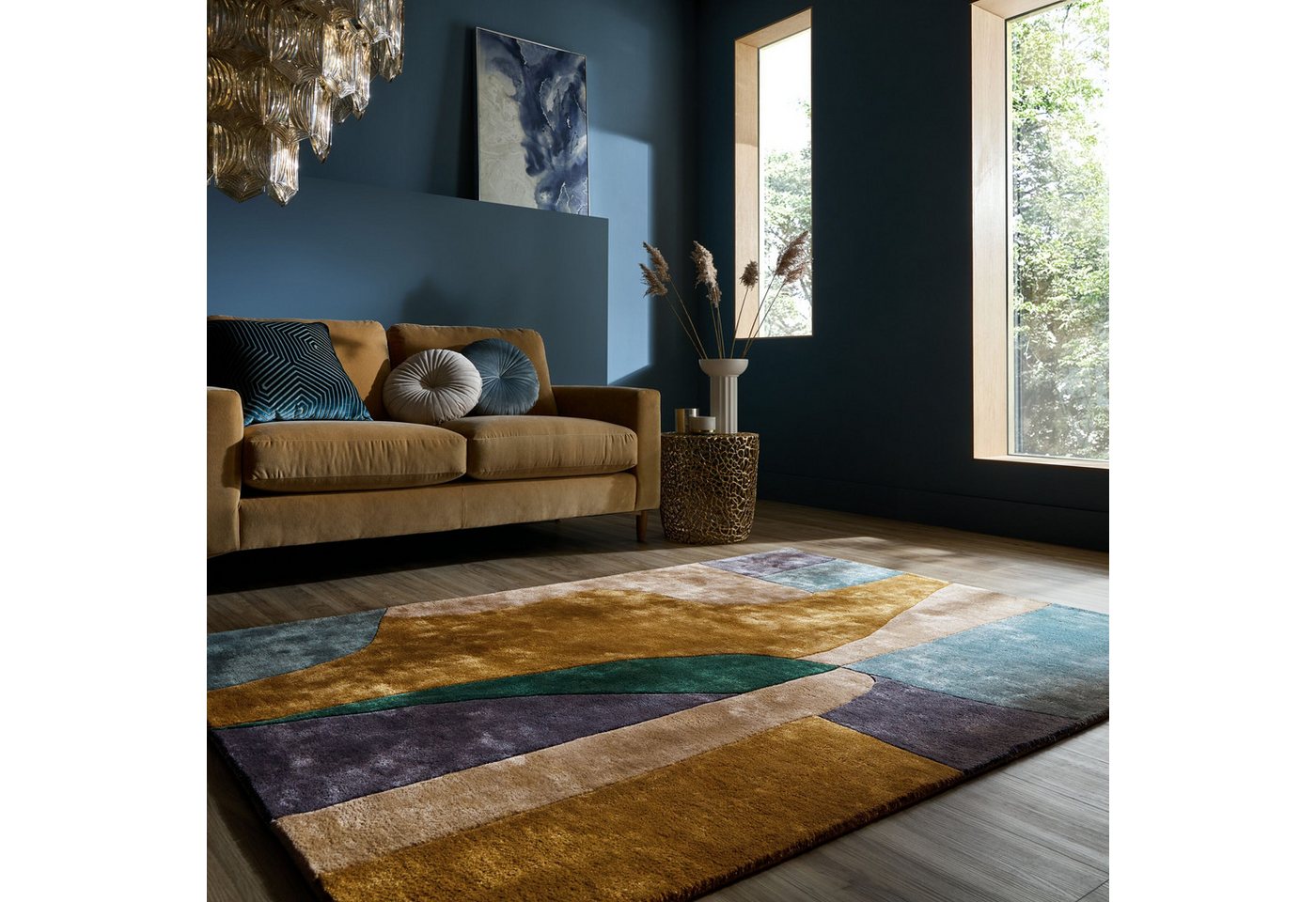FLAIR RUGS Designteppich Polaris Viskose Teppich, rechteckig, Höhe: 8 mm, Modernes Colour-Blocking-Muster Bild 5
