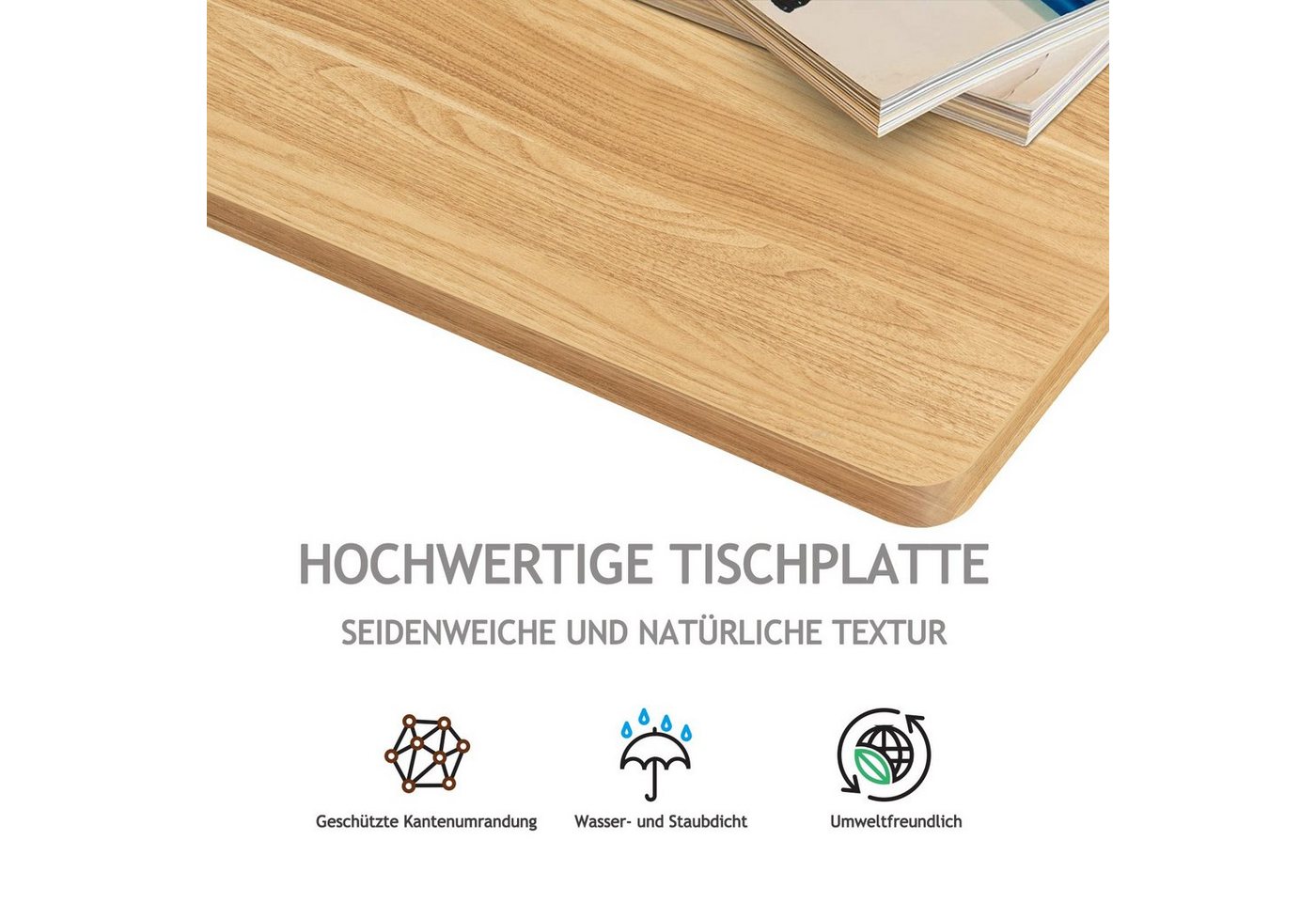 FLEXISPOT Tischplatte Premium-Series DIY Tischplatte, MDF/Bambus/Rubberwood/Eiche (Holzwerkstoff, Farbe auswählbar, Groß auswählbar, Stabile Tischplatte), DIY Schreibtischplatte Bürotischplatte Bild 2