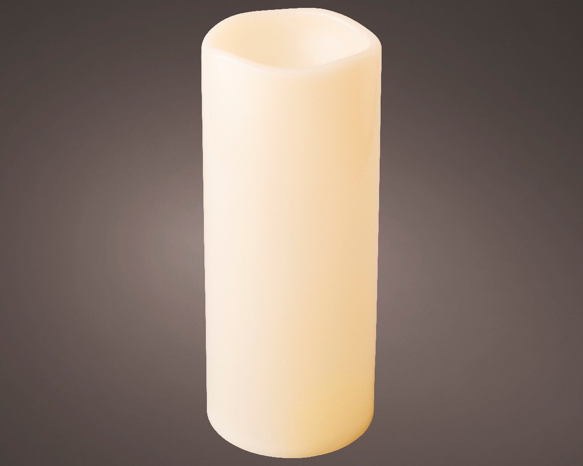 Lumineo LED-Kerze, warmweiß, LED Kerze 12x30cm mit Timer Outdoor Kunststoff Creme / Warmweiß