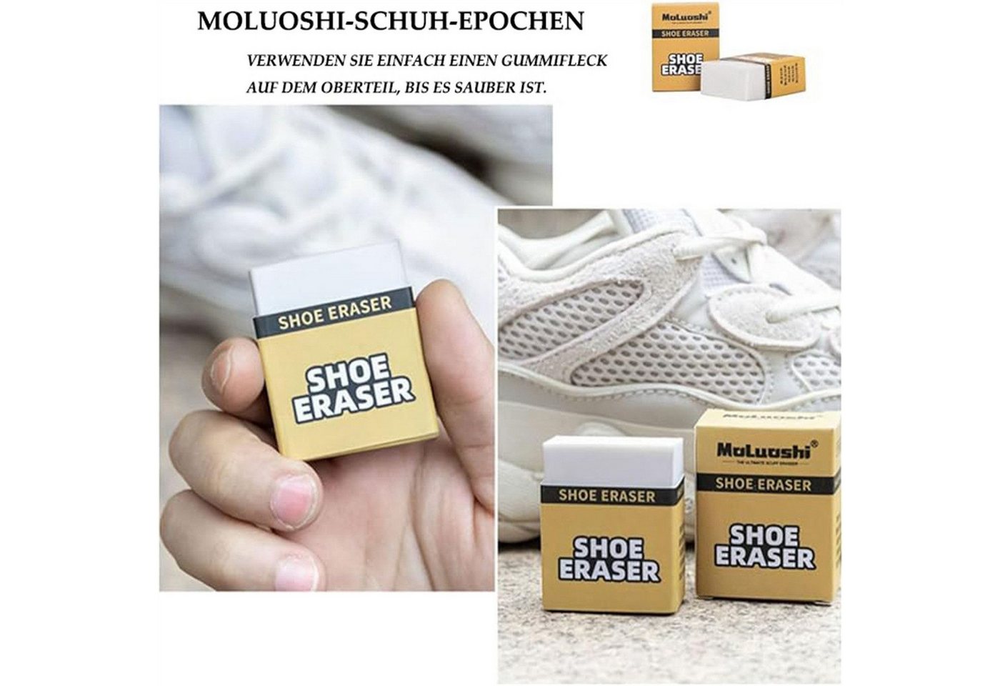 feinlux 2 PCS Sneaker radierer weiß Schmutzradierer (Set, [- Schuhpflege Reinigung Radiergummi Schmutzradierer (2-St) Kompakte Form, einfach zu tragen, Keine Wasserreinigung erforderlich)