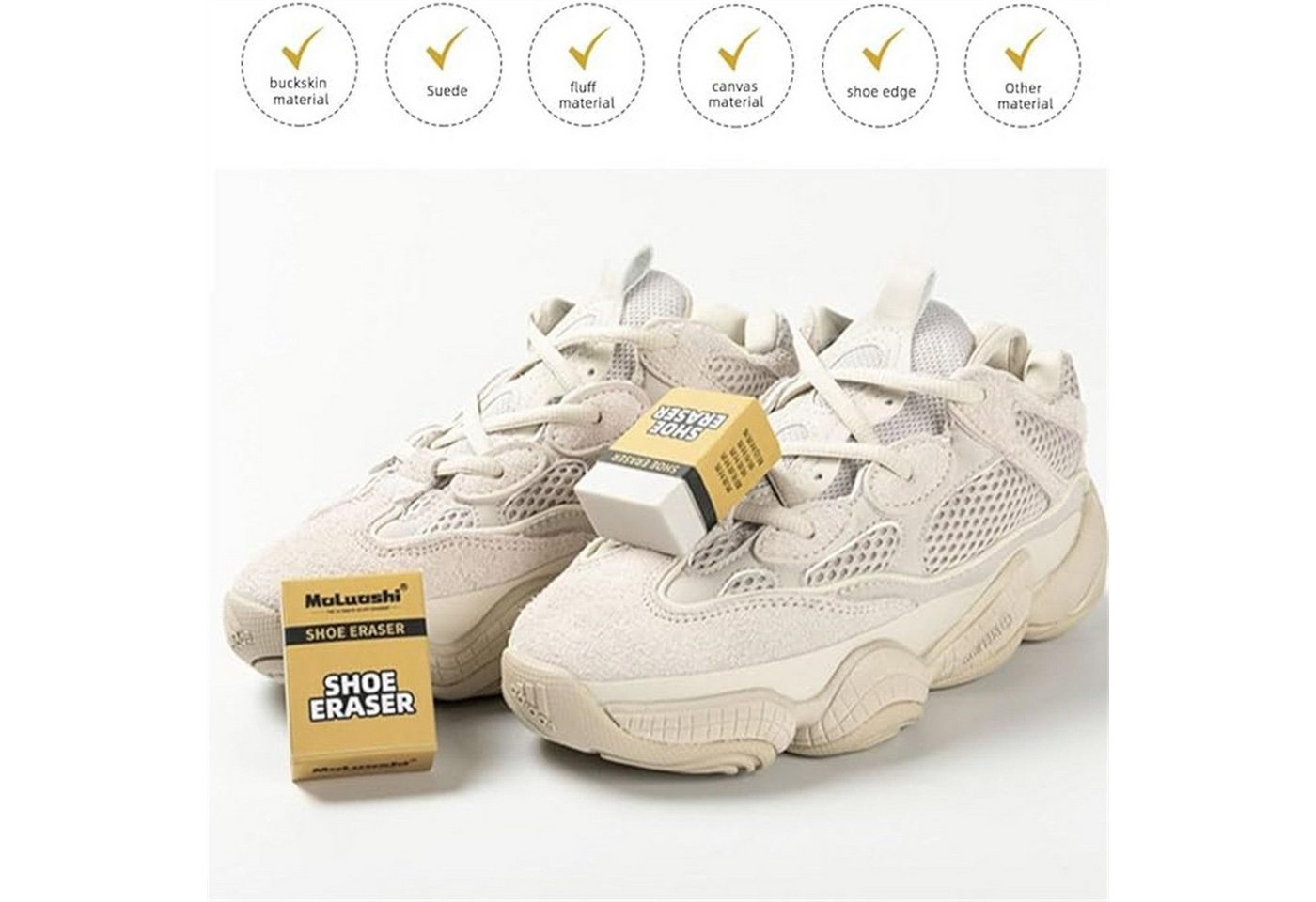 feinlux 2 PCS Sneaker radierer weiß Schmutzradierer (Set, [- Schuhpflege Reinigung Radiergummi Schmutzradierer (2-St) Kompakte Form, einfach zu tragen, Keine Wasserreinigung erforderlich) Bild 2