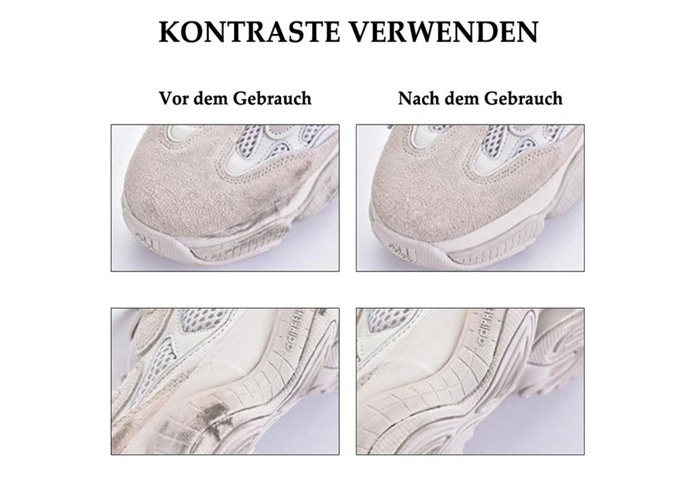 feinlux 2 PCS Sneaker radierer weiß Schmutzradierer (Set, [- Schuhpflege Reinigung Radiergummi Schmutzradierer (2-St) Kompakte Form, einfach zu tragen, Keine Wasserreinigung erforderlich) Bild 3