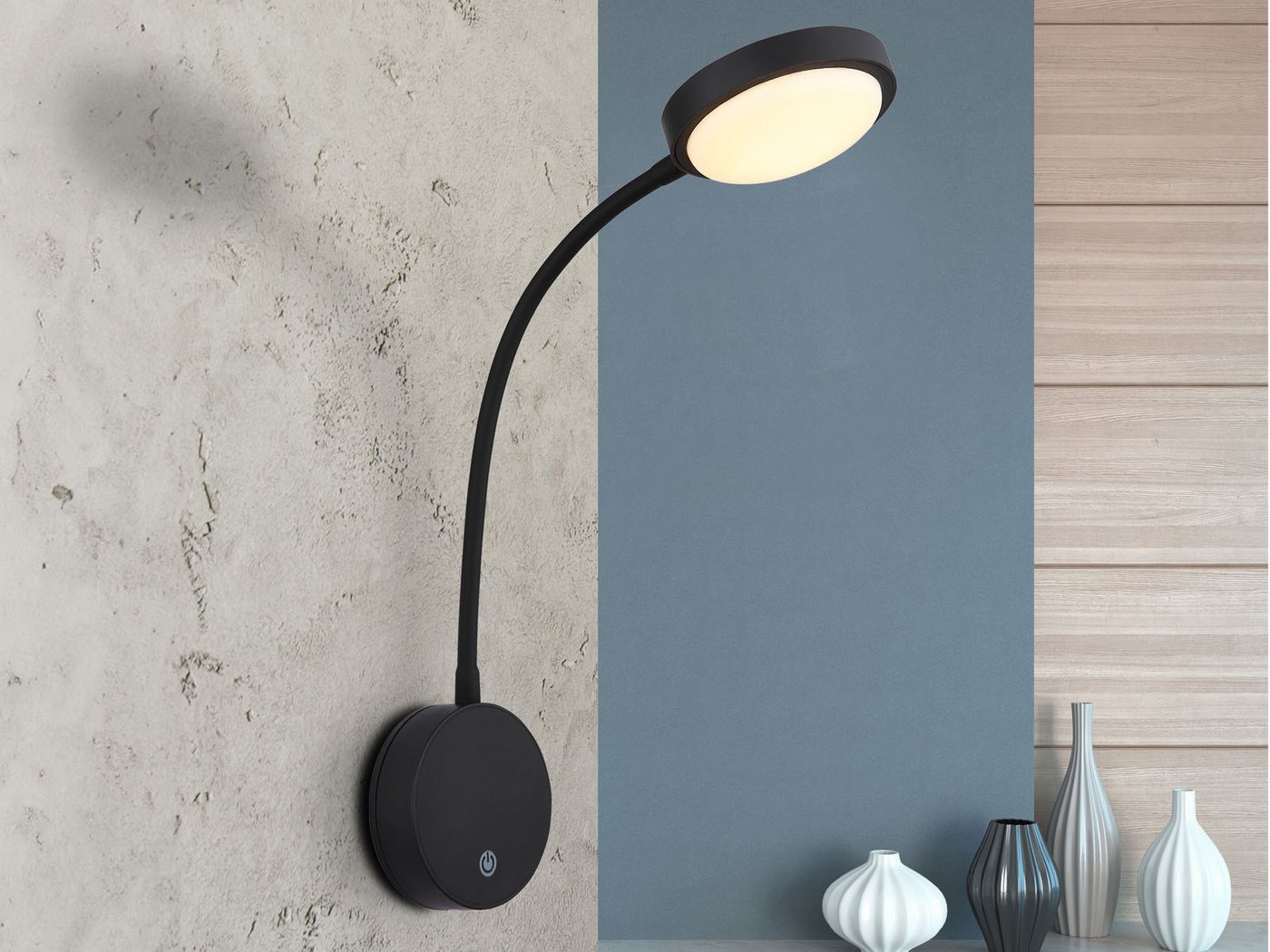 GLOBO LIGHTING LED Leselampe, Dimmfunktion, LED fest integriert, Warmweiß, Wand-Leuchte Akku-Lampe kabellos Schwarz, Nachttischlampe Bett-Lampe Bild 4
