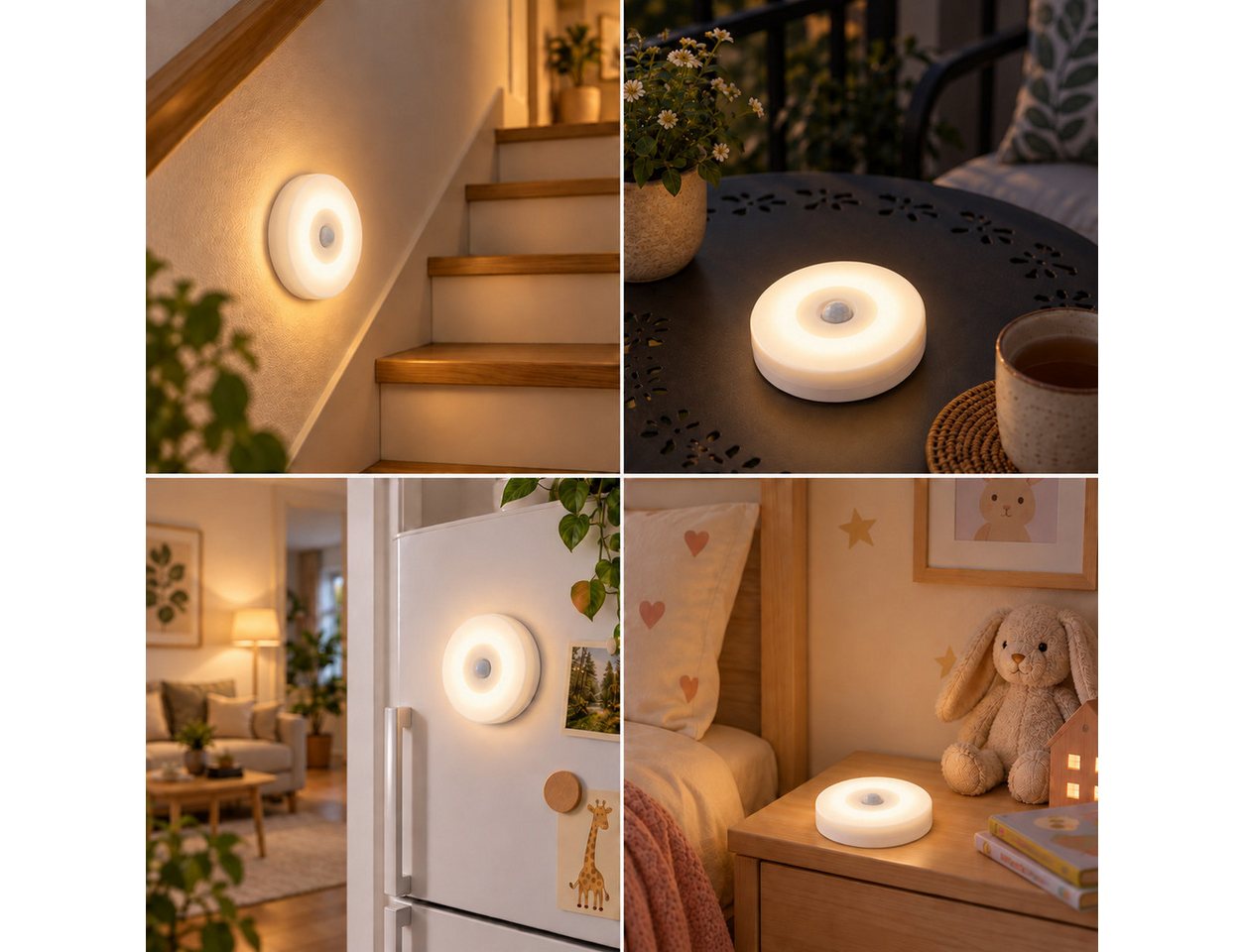 ibettertec LED Nachtlicht Nachtlampe mit Bewegungsmelder,Wandleuchte mit sanftem Licht, Akku, LED fest integriert, warmweiß, neutralweiß, kaltweiß, dimmbar, 3 CCT & 360° Haken, ideal für Kinderzimmer, Schlafzimmer Bild 4