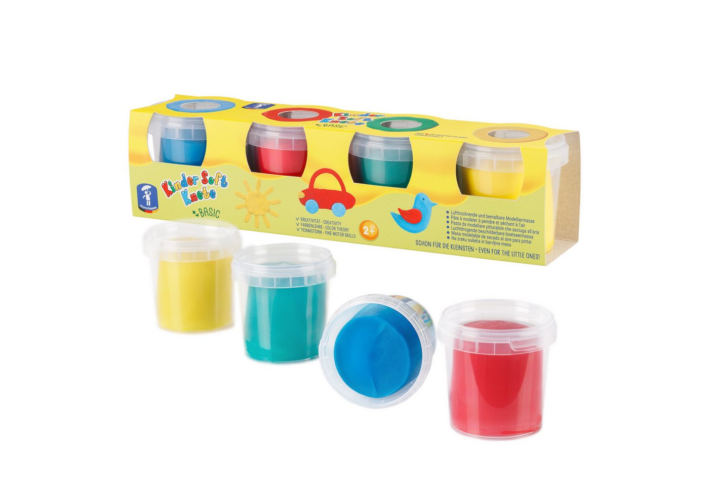 Feuchtmann Knete KINDER SOFT KNETE Basic (1-tlg), 4 x 150g weiche Kinderknete in praktischen Dosen Bild 2