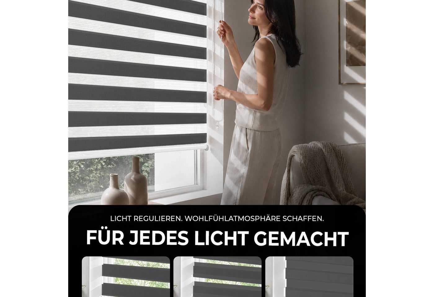 Doppelrollo Zevra Doppelrollo Duo Rollo 35x120cm dunkelgrau dunkelgrau, Victoria M., halbtransparent, ohne Bohren, freihängend, verschraubt, Feuchtraumgeeignet, Sichtschutz oder Durchsicht Bild 2