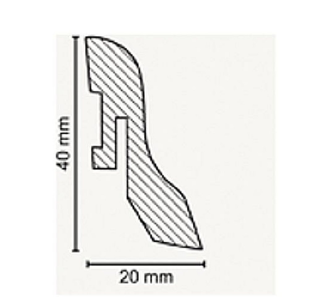 PROVISTON Sockelleiste MDF, 20 x 40 x 2500 mm, Eiche beige, Fußleiste, MDF foliert