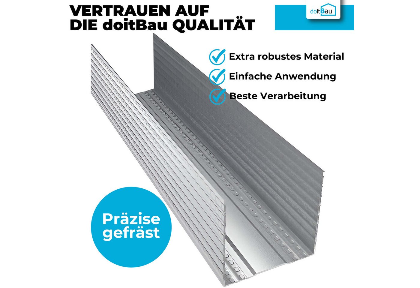 doitBau Deckenprofil 100 Profile UD Wandanschlussprofil 28x27 je 3m (100-St)