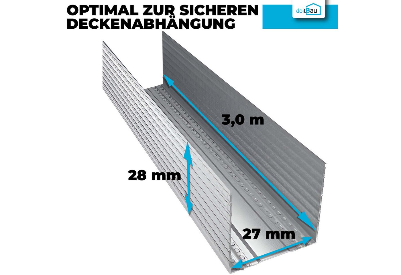 doitBau Deckenprofil 100 Profile UD Wandanschlussprofil 28x27 je 3m (100-St) Bild 4