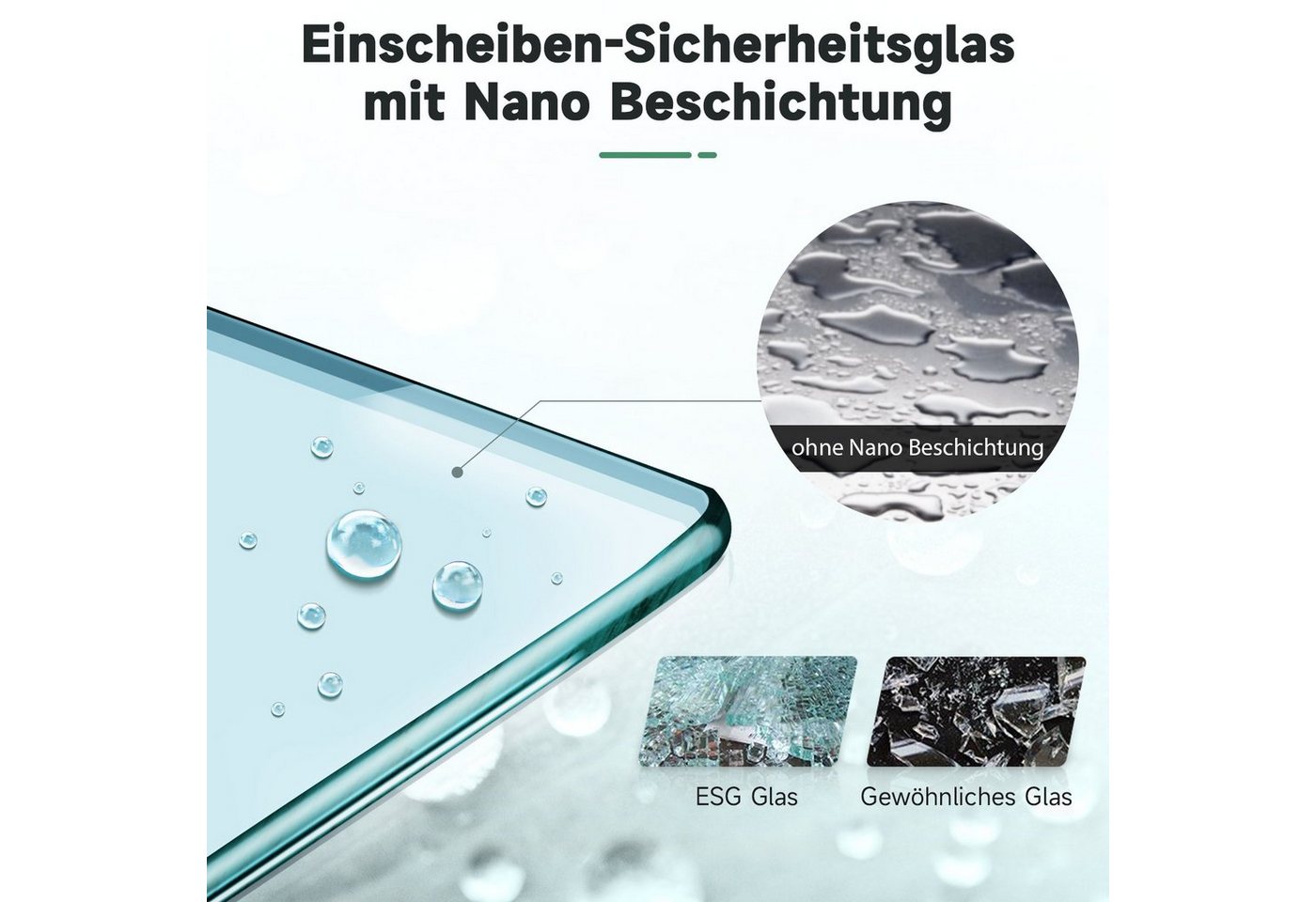 SONNI Badewannenaufsatz Badewanne Faltwand 3-teilig ESG NANO Glas Duschabtrennung Bild 3