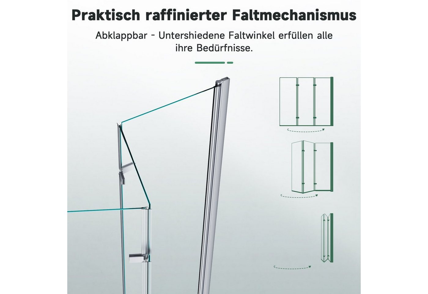 SONNI Badewannenaufsatz Badewanne Faltwand 3-teilig ESG NANO Glas Duschabtrennung Bild 4