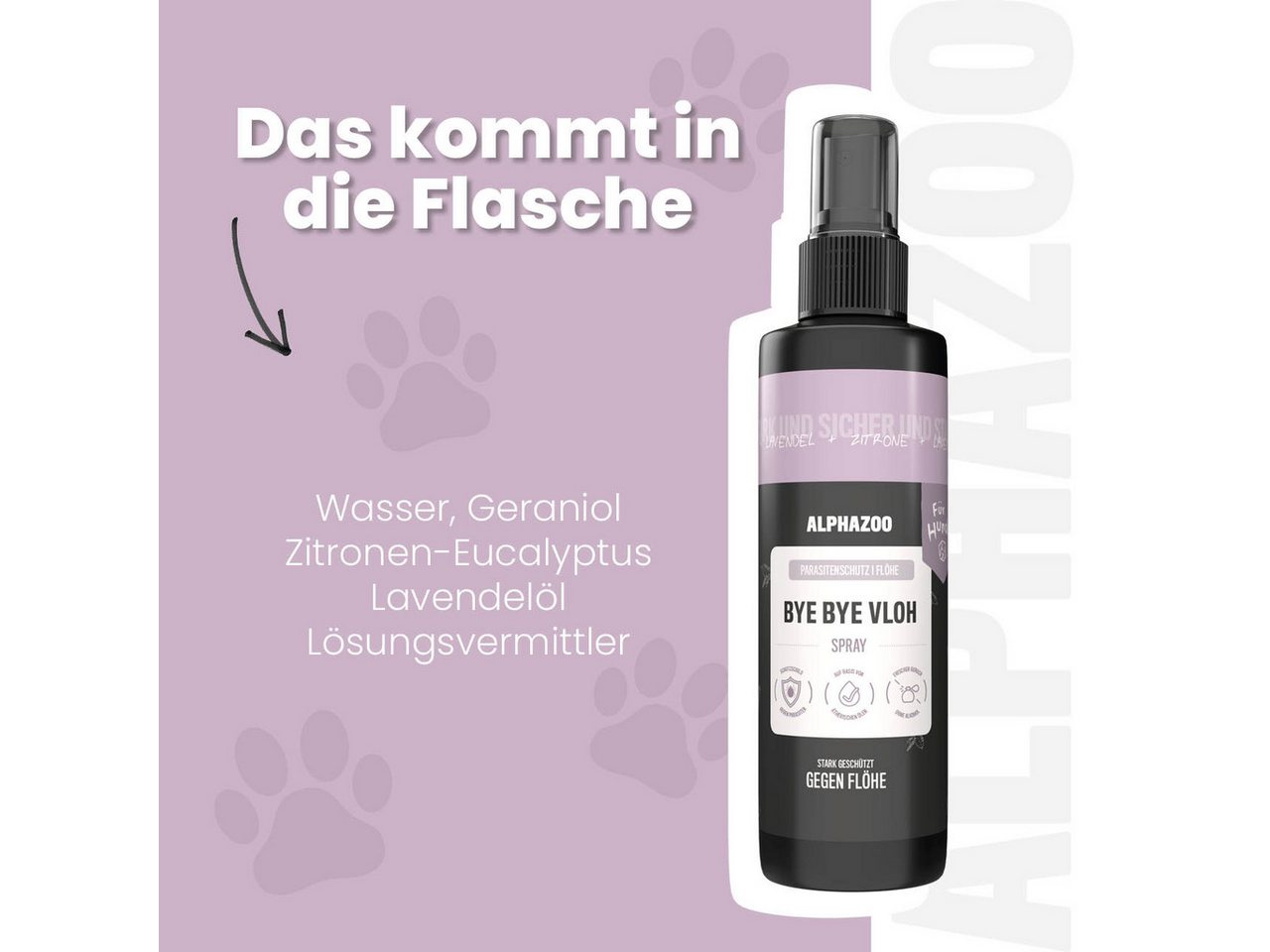 ALPHAZOO Insektenspray ByeByeVloh Flohspray Hunde 100ml, 100 ml, 1-St., Flohmittel gegen Flöhe & Juckreiz, Anti Flohspray gegen lästige Flöhe beim Hund Bild 5