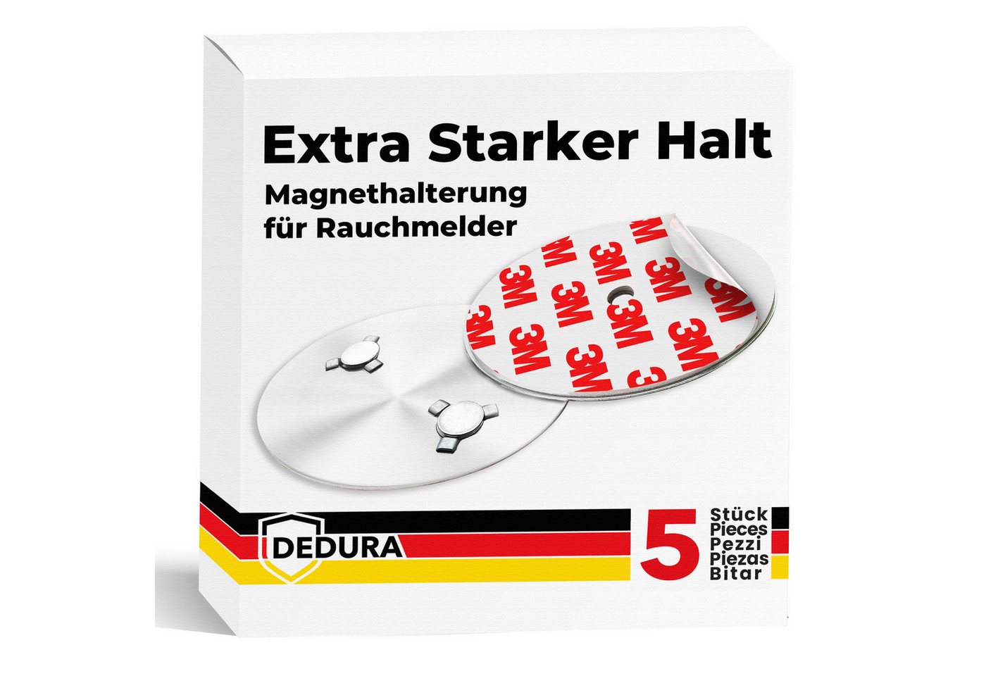 dedura Deckenhalter Rauchmelder Magnethalter 5er Set mit extra starken Klebepads, (5-St) Bild 3