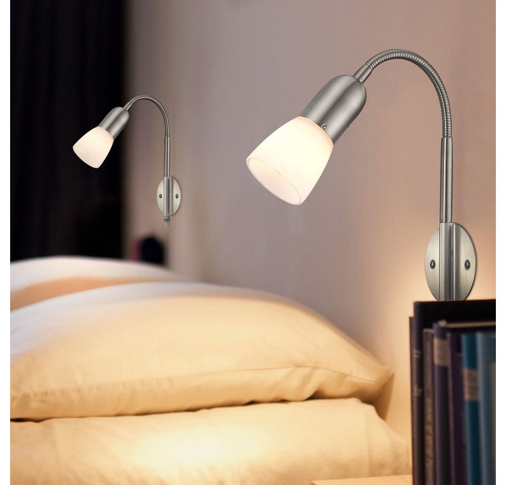 GLOBO LIGHTING Wandleuchte, Leuchtmittel nicht inklusive, Wandleuchte Leselampe Flexo Arm Wandlampe Metall Glas silber H 46 cm Bild 3