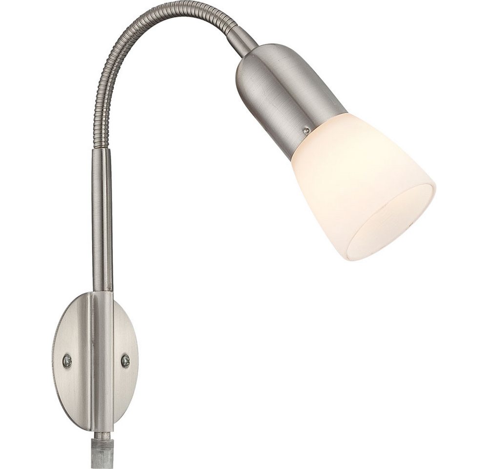 GLOBO LIGHTING Wandleuchte, Leuchtmittel nicht inklusive, Wandleuchte Leselampe Flexo Arm Wandlampe Metall Glas silber H 46 cm Bild 5