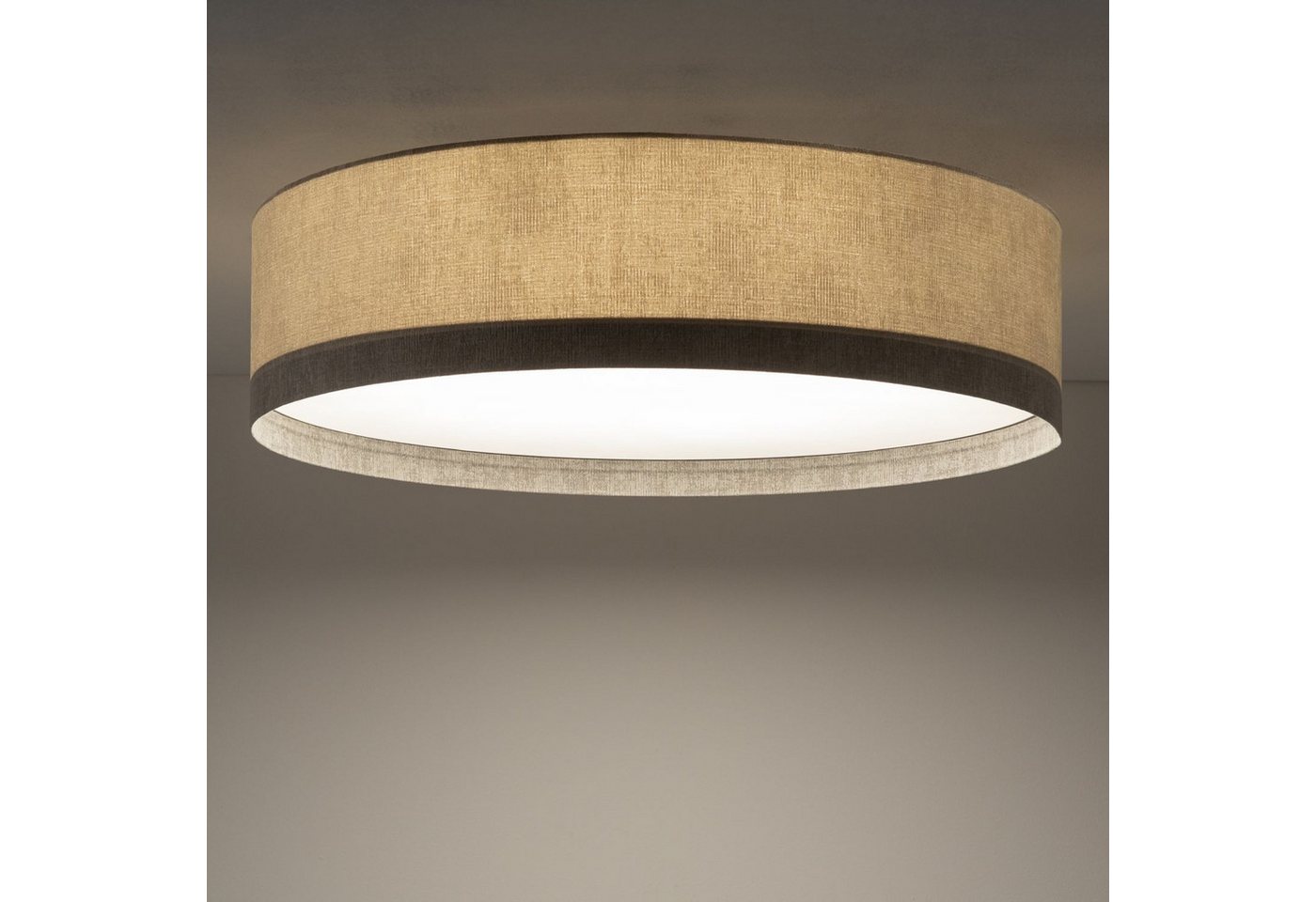 Licht-Erlebnisse Deckenleuchte ODISO, ohne Leuchtmittel, Ø 75 cm rund Beige E27 Modern Bild 3