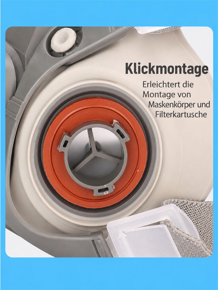 Luckice Atemschutz-Vollmaske Atemschutz-Halbmaske mit Doppelfilter, P2-Filter, Ausatemventil, waschbarem Maskenkörper, für Lackieren, Schleifen, Drucken, Renovieren und staubige Arbeiten Bild 2