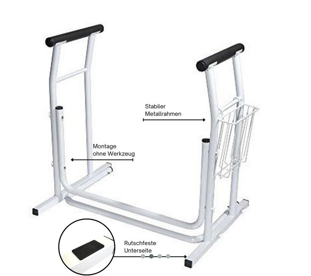 Duke-Handel WC-Aufstehhilfe Toilette Toilettengestell Toilettenstütze Toilettenstützgestell Hilfe, belastbar bis 130 kg, stabil, einfache Montage, Maße: 67 x 48 x 64cm