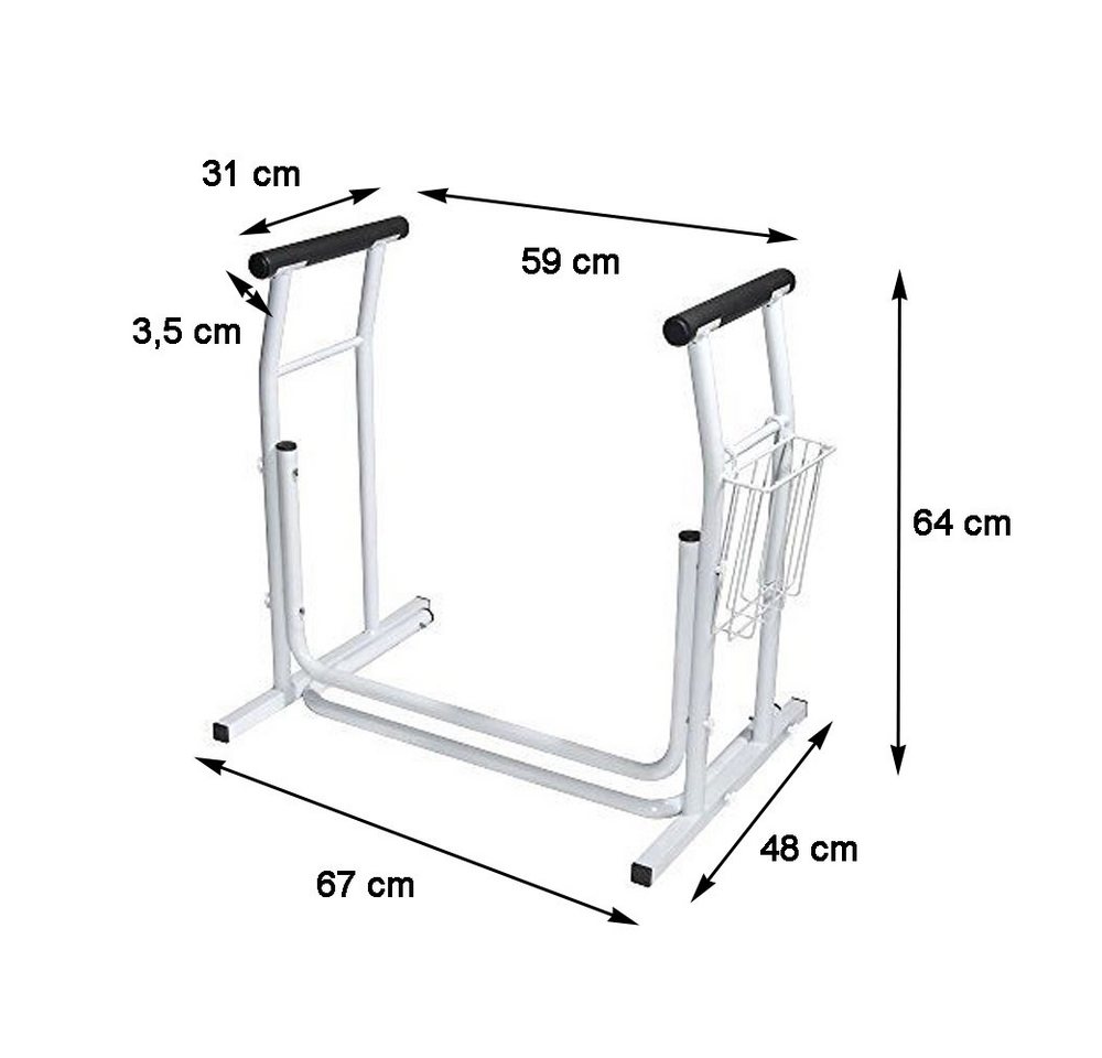 Duke-Handel WC-Aufstehhilfe Toilette Toilettengestell Toilettenstütze Toilettenstützgestell Hilfe, belastbar bis 130 kg, stabil, einfache Montage, Maße: 67 x 48 x 64cm Bild 3