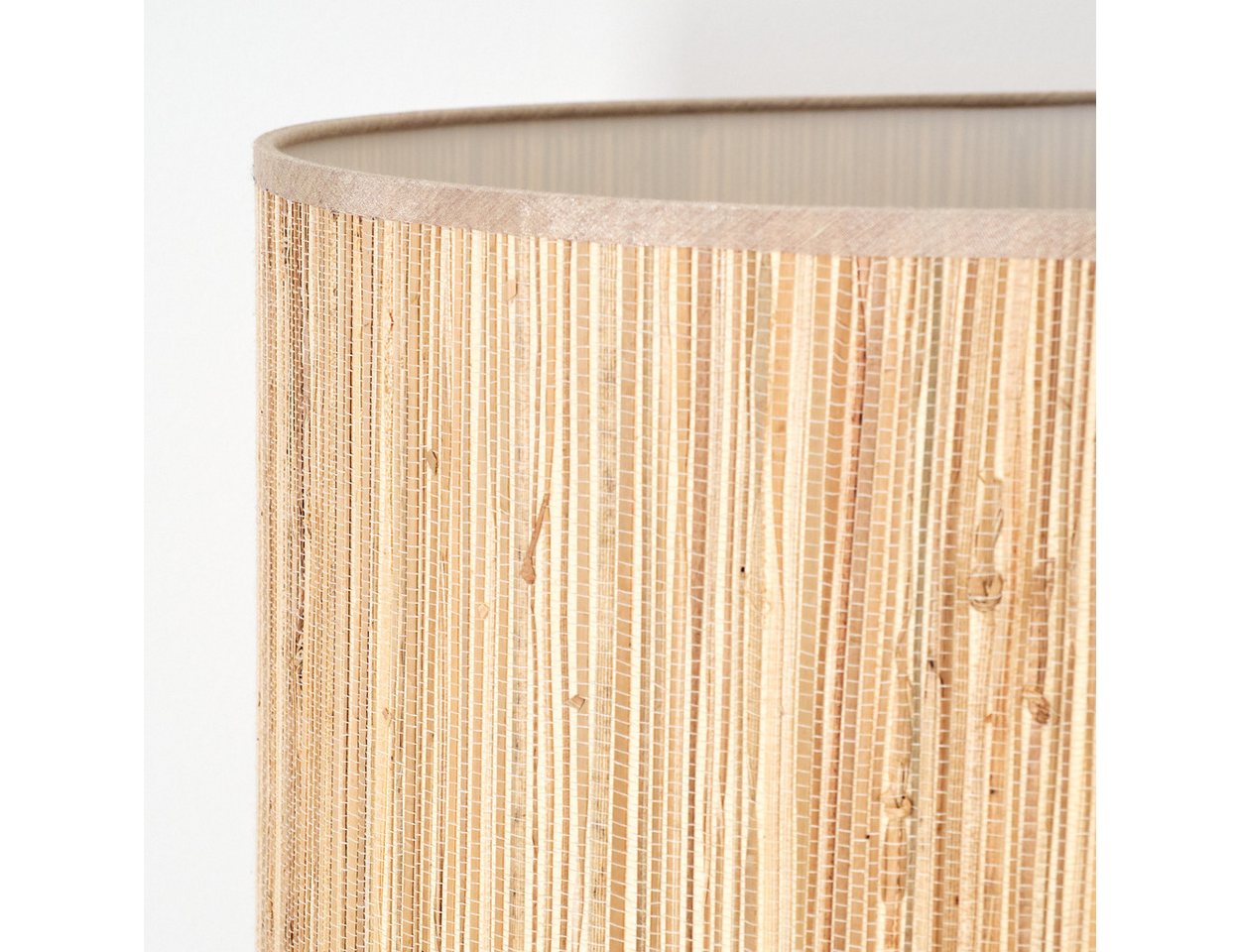 hofstein Stehlampe Stehlampe aus Metall/Holz/Seegras/Stoff in Schwarz/Natur/Beige, ohne Leuchtmittel, Stehleuchte im modernen Boho-Design (40 cm), Höhe 148 cm, E27 Bild 2