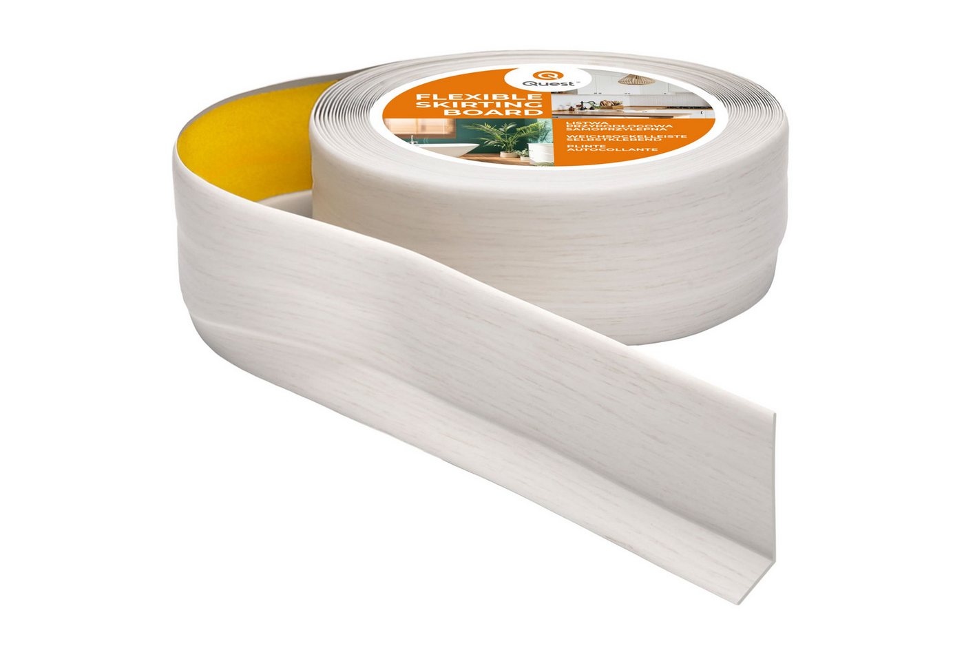 Quest Sockelleiste Weichsockelleiste Selbstklebend 50x20 mm, L: 500,00 cm, H: 5,00 cm, Packung, 1-St., wasserfest, UV-beständig, für Küche & Bad Bild 3