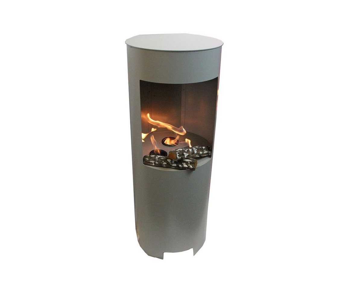 SRM Design Echtfeuer-Dekokamin Ethanol & Gelkamin Hightower Silber 100 cm Kamin mit 3 Brennstoffdosen