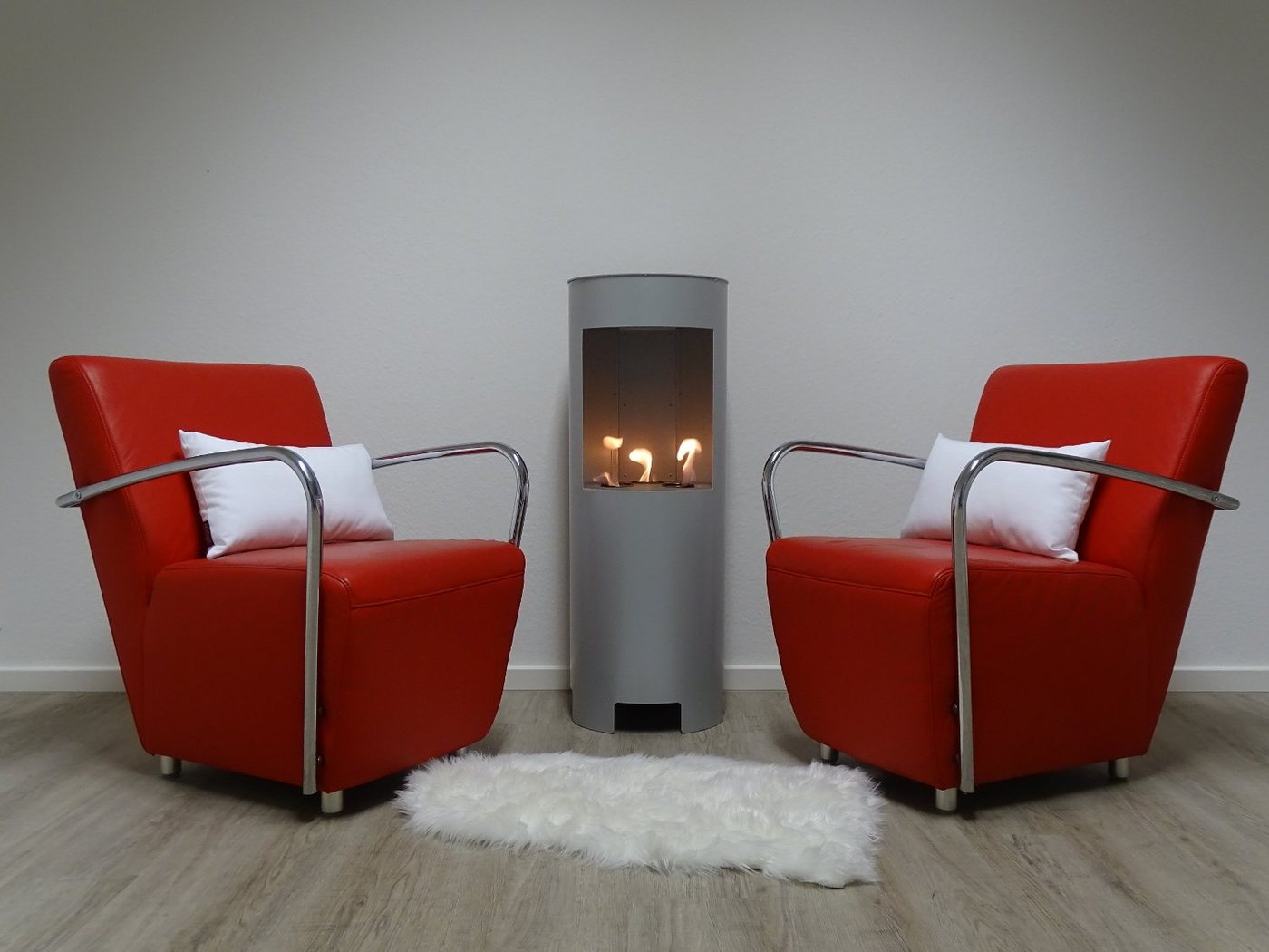 SRM Design Echtfeuer-Dekokamin Ethanol & Gelkamin Hightower Silber 100 cm Kamin mit 3 Brennstoffdosen Bild 2