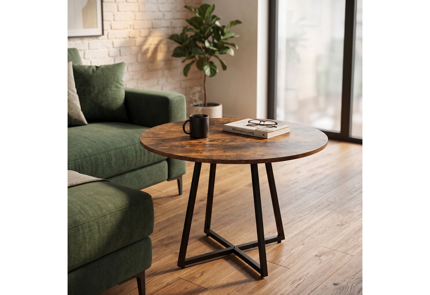 SCENA LIVING Küchentisch Runder Tisch auf kreuzförmigem Gestell, Ø 80 cm x 72 cm Bild 2