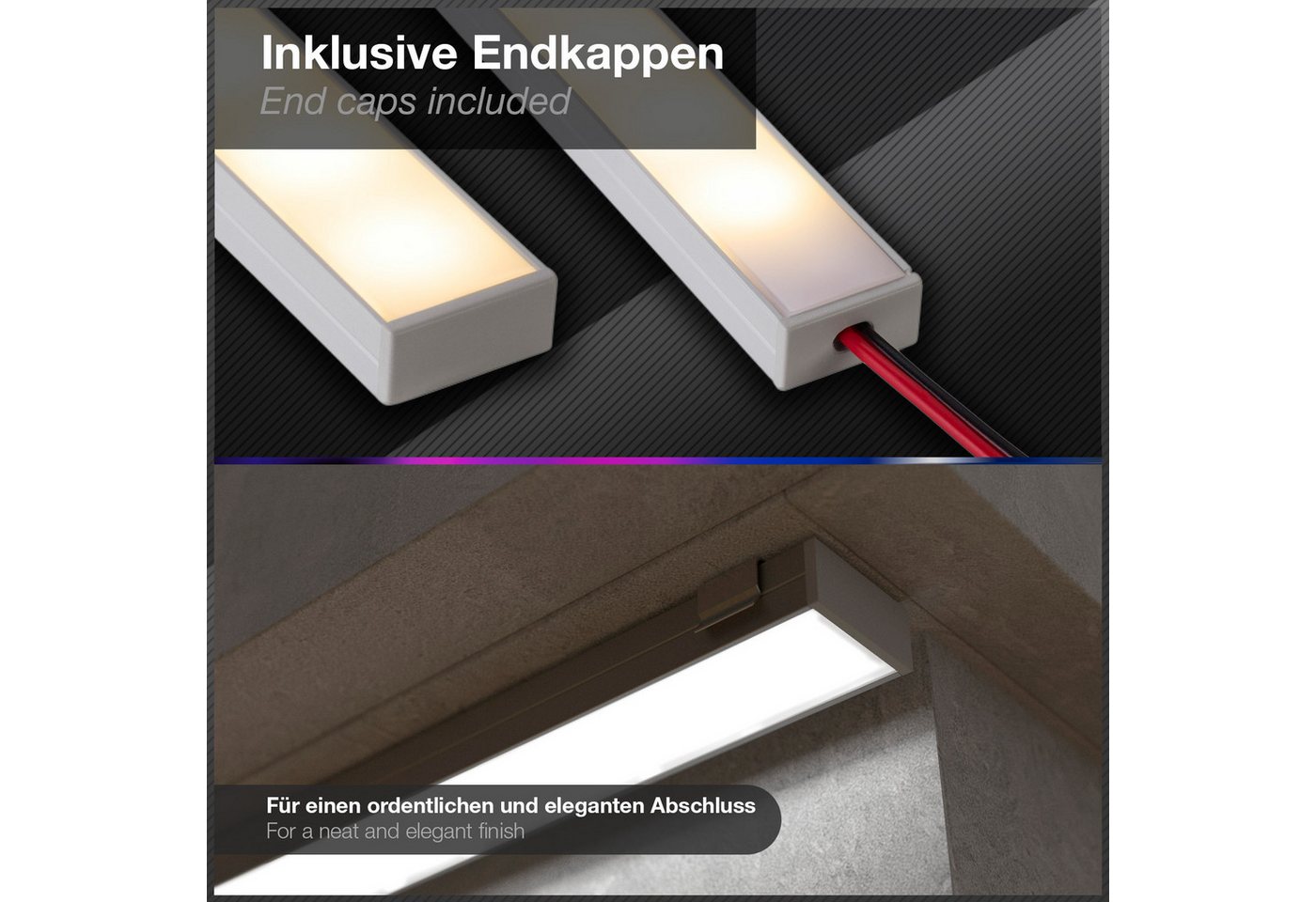 SO-TECH® LED-Stripe-Profil LED Profil-PH1 für breite LED Stripes bis 16 mm, 1m (18x8,5mm) Silbermatt EV1, opale Abdeckung & Endkappenset Bild 2