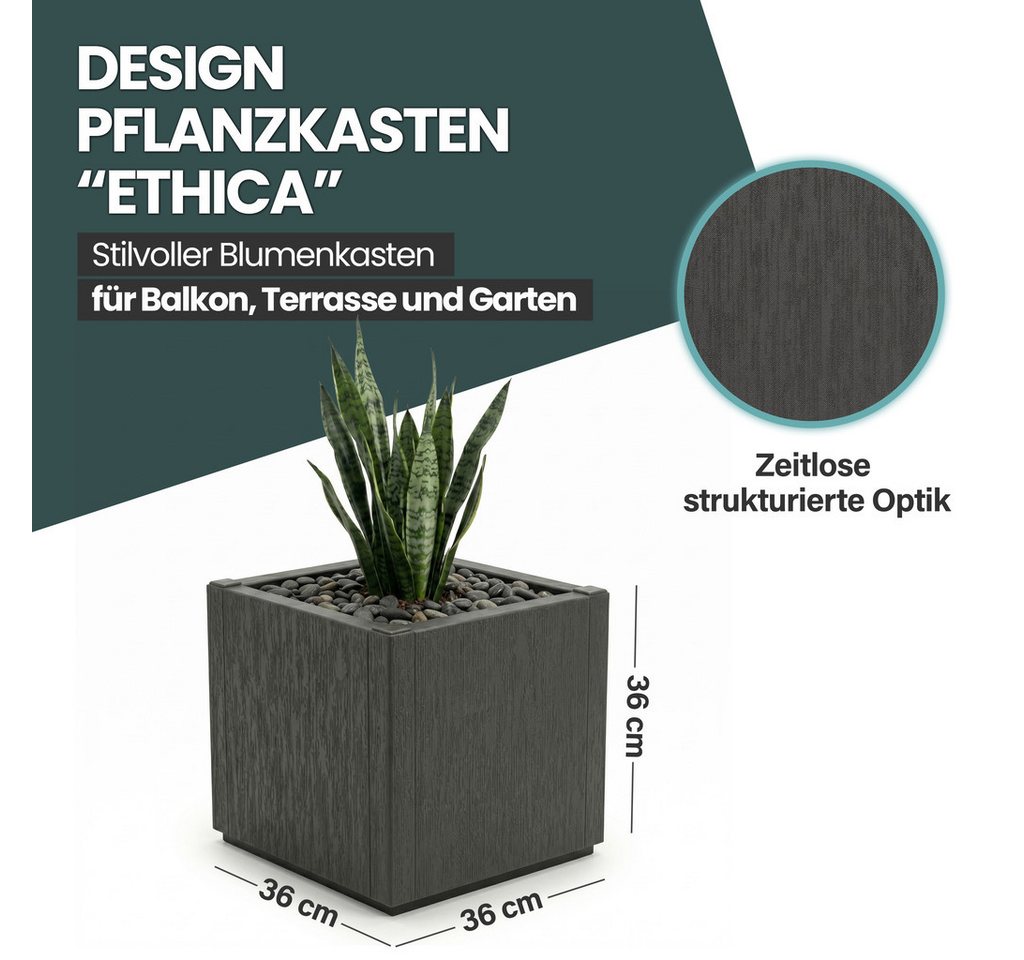 KreLeo Pflanzkübel 'Ethica' in strukturierter Optik schmale Version (Farbe/Set wählbar) (1 St) Bild 3