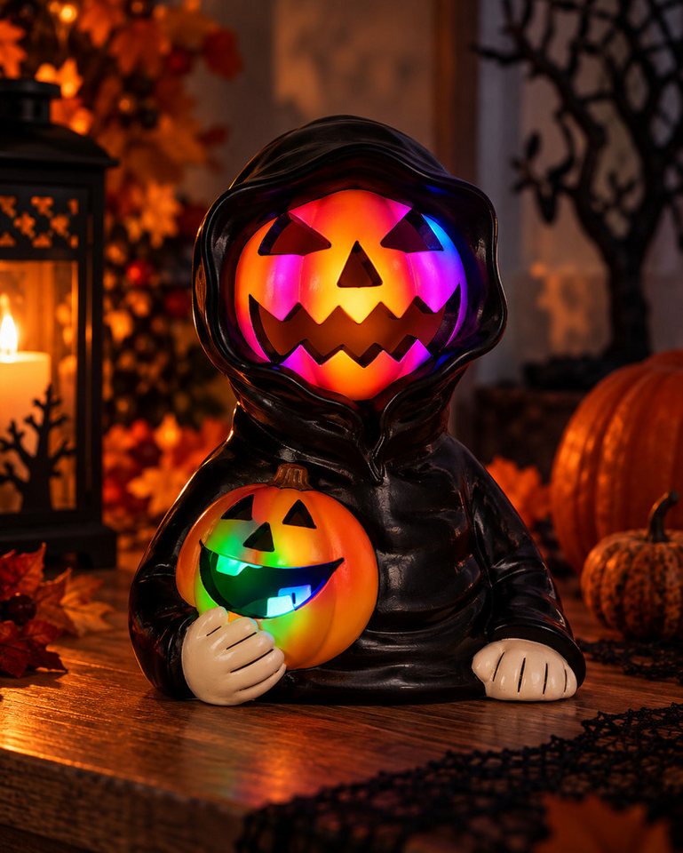 Mel-O-Design LED Dekofigur LED Halloweenfigur Pumpkin Shadow mit Farbwechsel 18,5 cm