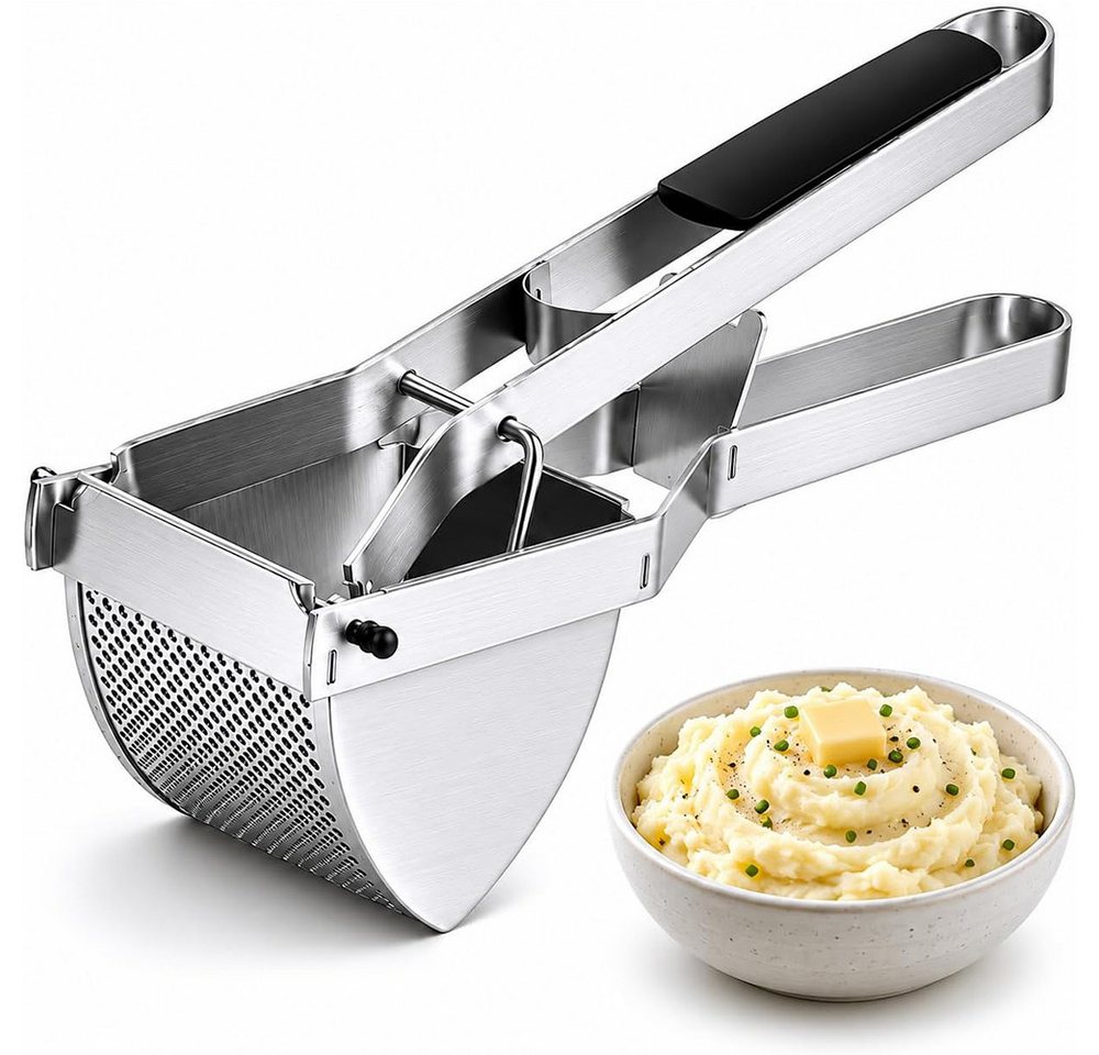AFKSMILE Kartoffelpresse Kartoffelpresse Edelstahl, Kartoffelstampfer für Püree Babybrei Gemüse, Für cremiges Püree, Obst- & Gemüsebrei, Spätzle & Spaghetti-Eis Bild 2