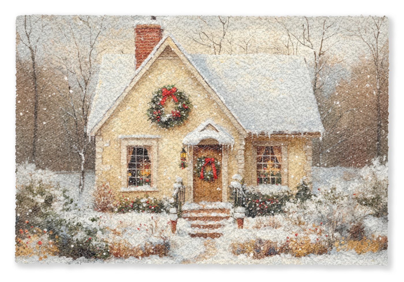 MuchoWow Fußmatte Weihnachten - Zuhause - Winter - Schnee, Rechteckig, innen Schmutzfangmatte, Tür, Schmutzfänger Flur, Teppich 60x40 cm Bild 2