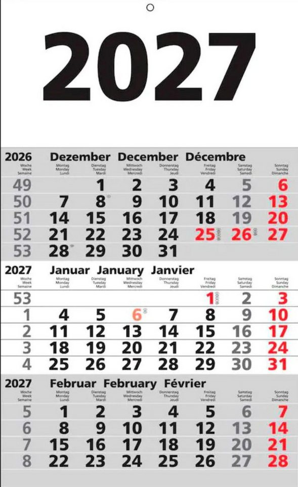 Saphir-Tec Wandkalender 3-Monats-Kalender 2027 (2-Stk)