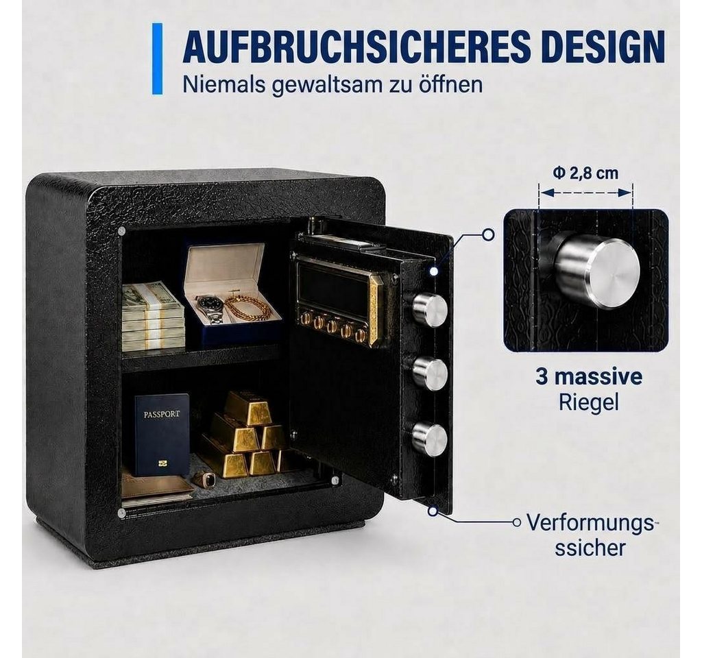 GarveeMore Möbeltresor Stahltresor, 1,2 Kubikfuß (ca. 34 Liter) Sicherheits-Safe, Digitales Tastenfeld, herausnehmbarer Einlegeboden, Alarmsystem Bild 4