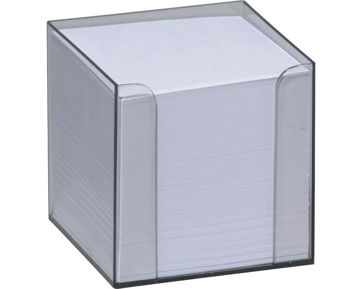 Folia Notizzettel Zettelbox 9,5x9,5x9,5cm glasklar gefüllt