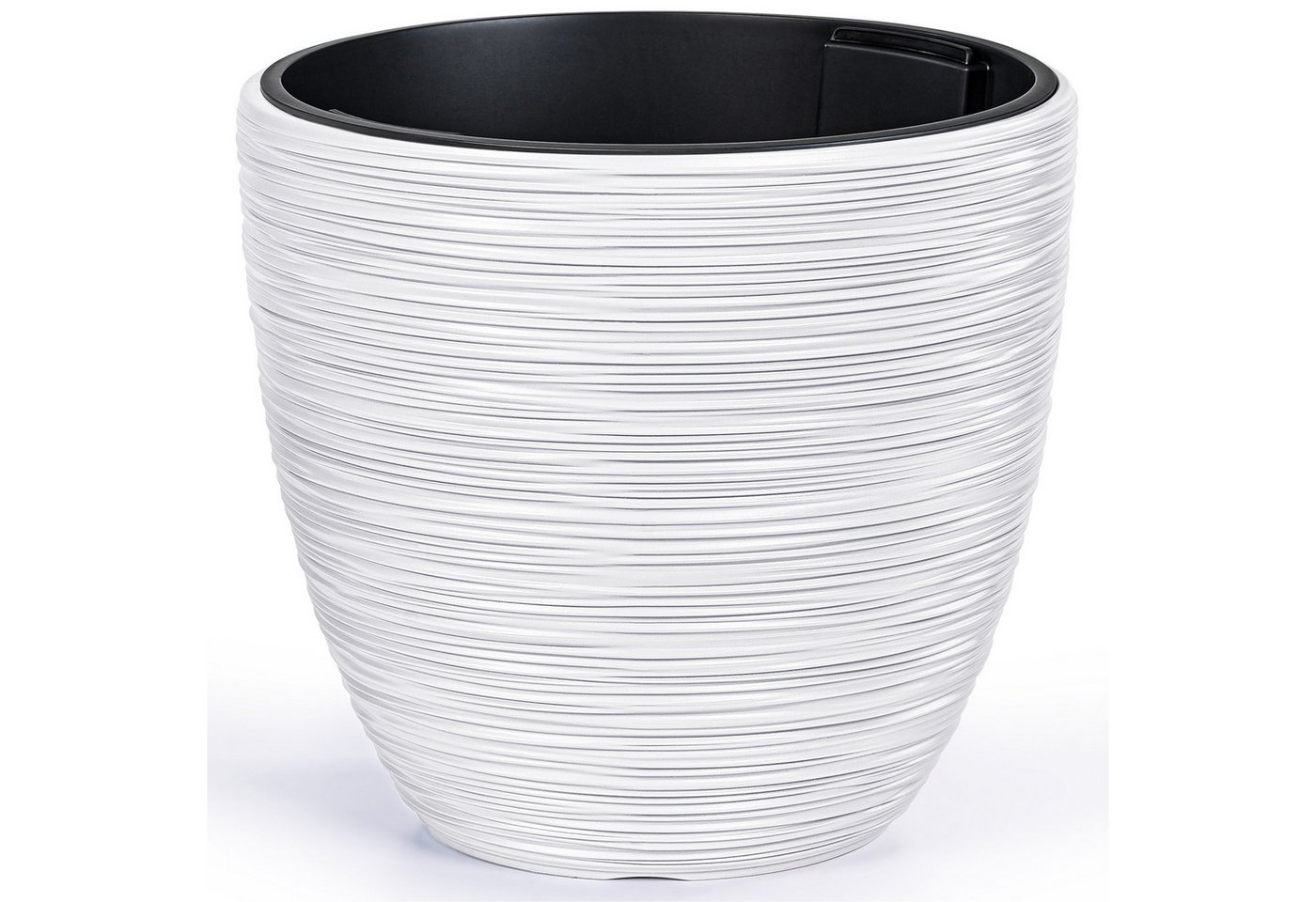 KONZEPT Blumentopf Ø 30 cm aus Kunststoff mit Einsatz, Meißelstruktur, Ovale Form, Herausnehmbarer Pflanzeinsatz, Indoor, Outdoor, Wetterfest Bild 5